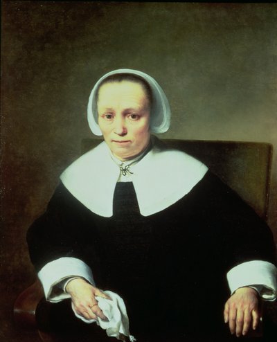 Retrato de una Dama con Collar y Puños Blancos de Ferdinand Bol